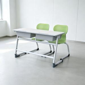 School Double Desk Chair Set Safety Steel Wood Student Classroom Furniture Adjustable Height Storage Training Desks for Kids