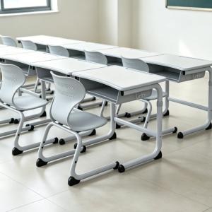 Modern Ergonomic School Classroom Desk and Chair Set for College Students-Durable Training Room Furniture