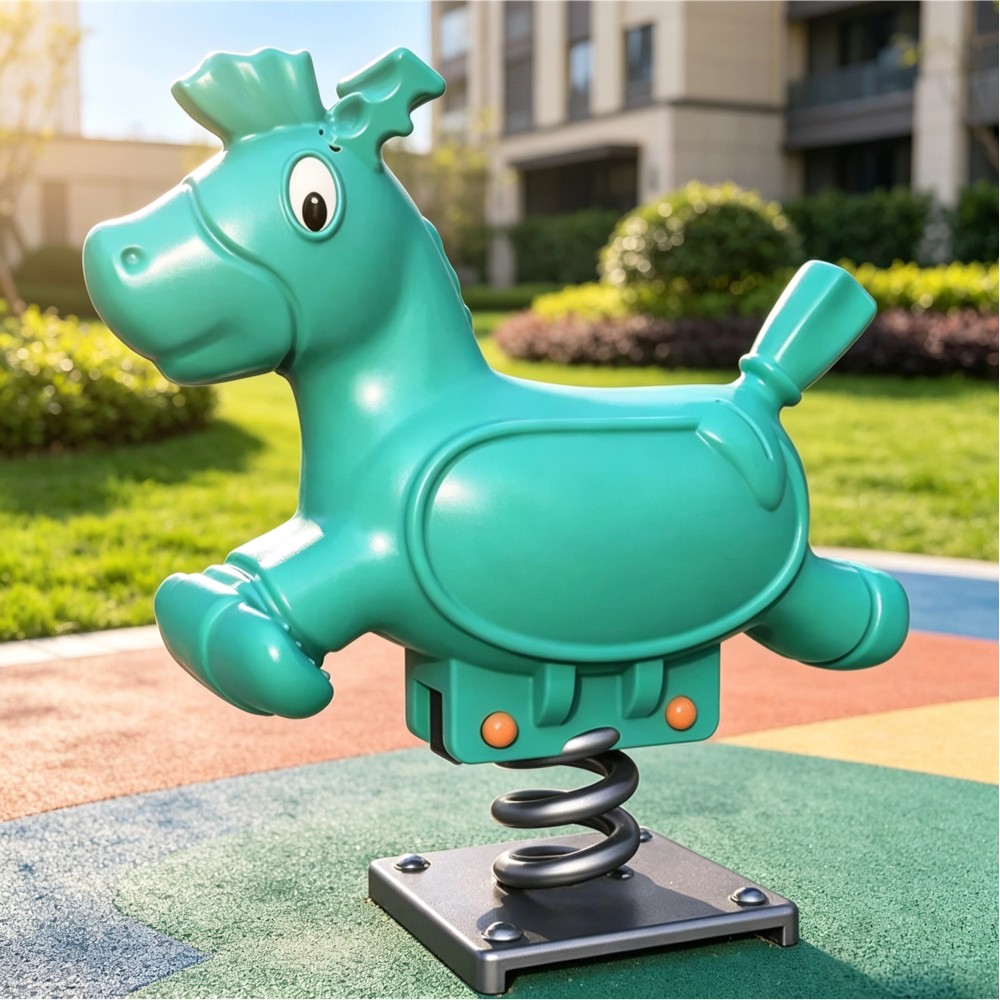 Outdoor Kids Spring Rider Rocking Horse Playground Equipment Colorful Baby Doll Ride Toy Park Kindergarten Play Area