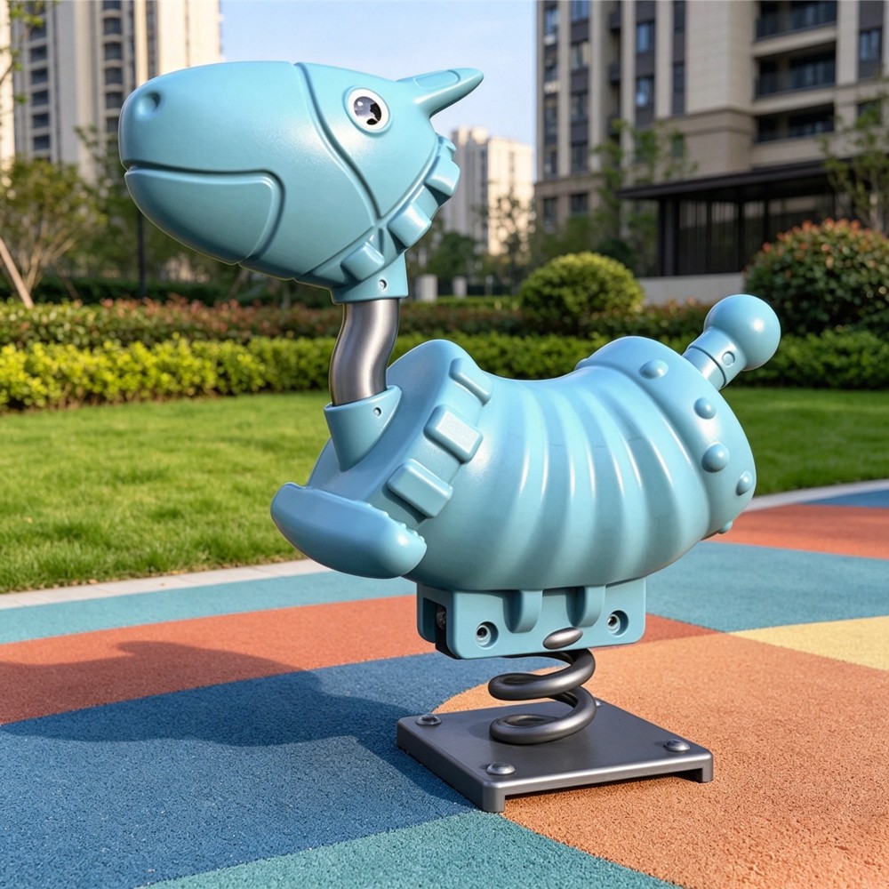 Outdoor Kids Spring Rider Rocking Horse Playground Equipment Colorful Baby Doll Ride Toy Park Kindergarten Play Area