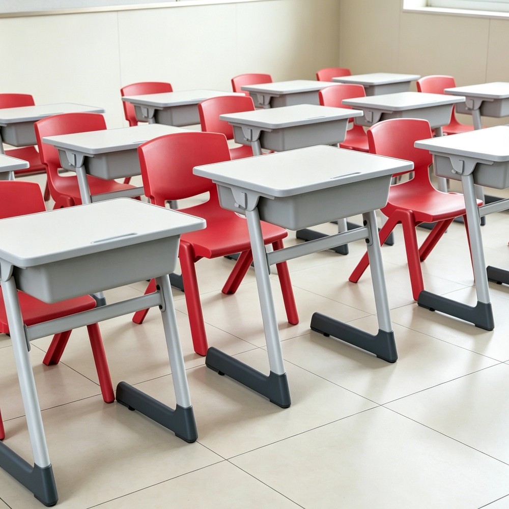 Durable Student Desks and Chairs Set Classroom & University Training Rooms Ergonomic Design for Study