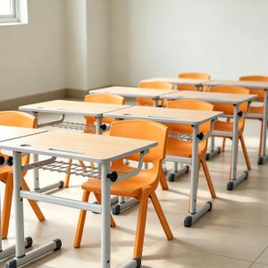 Adjustable Height Student Desk Chair Set with Tiltable Table Top Ergonomic Classroom Furniture for Kids Teens