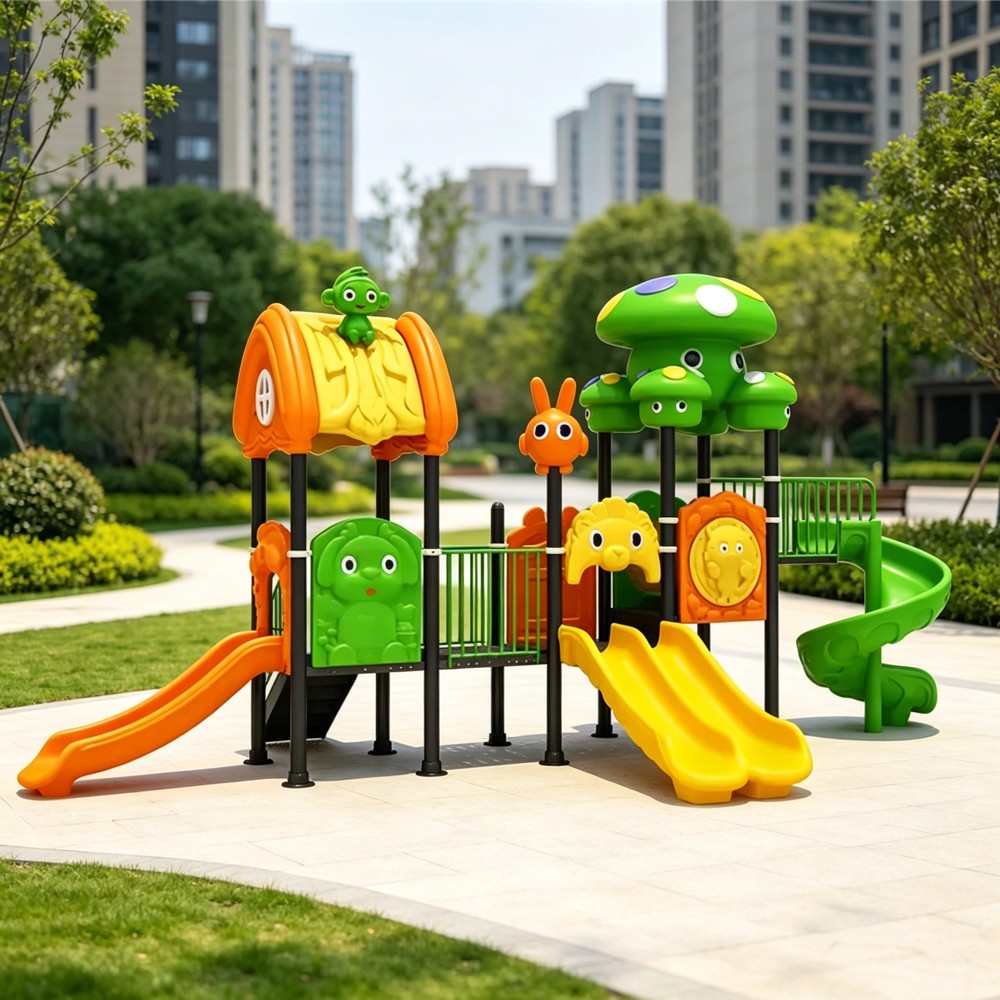 Kids Outdoor Garden Play Set Plastic Backyard Outdoor Playground Slide with Climbing Steps for Toddler Boys and Girls