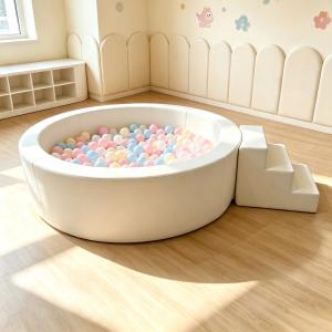Custom Design Large White Ball Pit Single Slide Indoor Kids Playground Soft Play Area Toddler Baby Birthday Party Rental