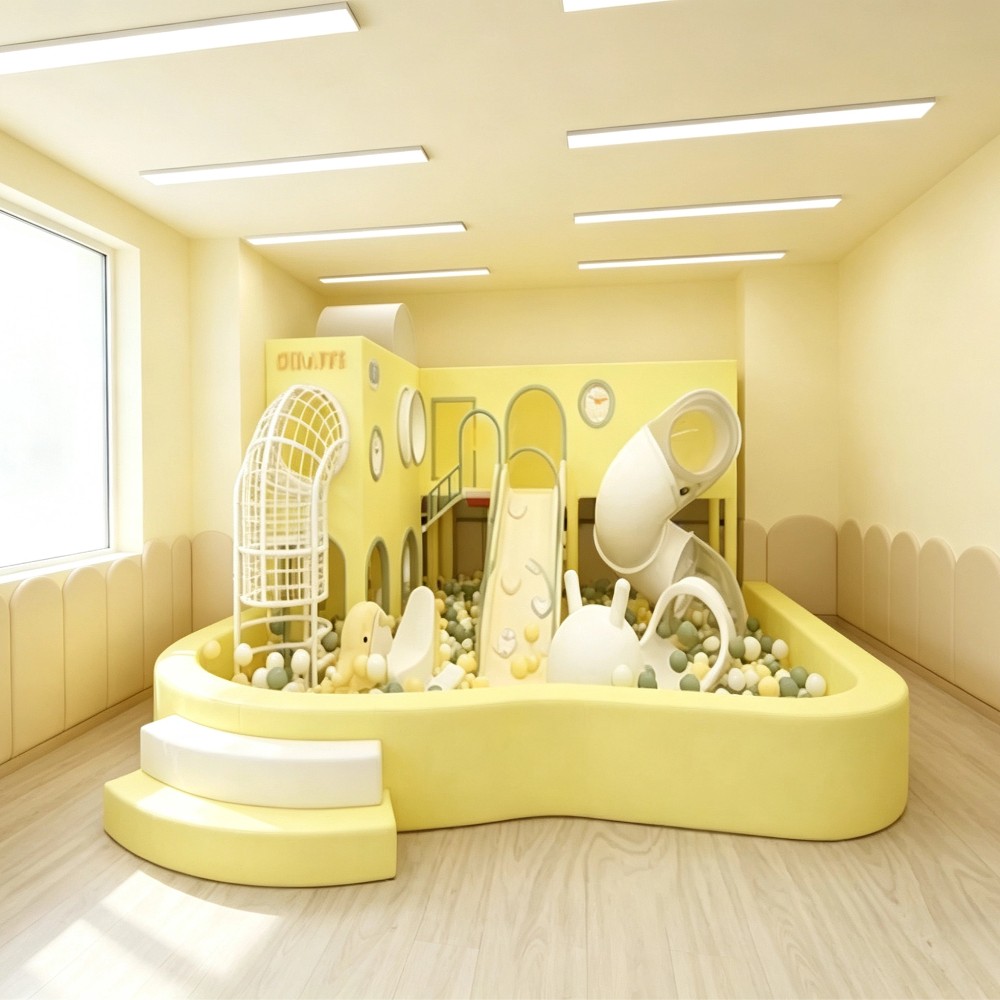 Colorful Children's Indoor Soft Play Equipment Set with Playground Net Amusement Park Toddler Climbing Slide & Playhouse