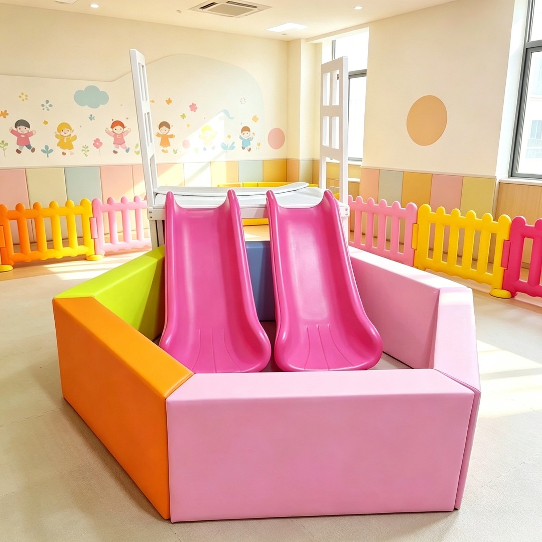Colorful Six Sided Ball Pit Slide 180x180x50cm Soft Play Indoor Playground Equipment Toddlers Kids Commercial Home