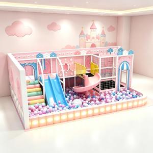 Pink Soft Play Equipment Set Kids Indoor Playgrounds Spiral Slide Toddler Climbing Blocks Ball Pit Safe Foam Play Center