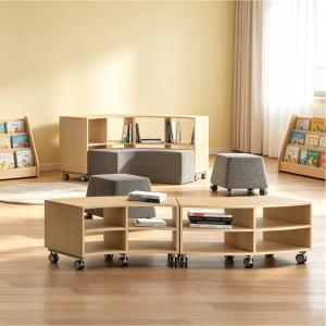 Modern Solid Wood Kindergarten Corner Cabinet Locker Storage Unit Kids Classroom School Furniture Storage Cubbies Coat Hooks