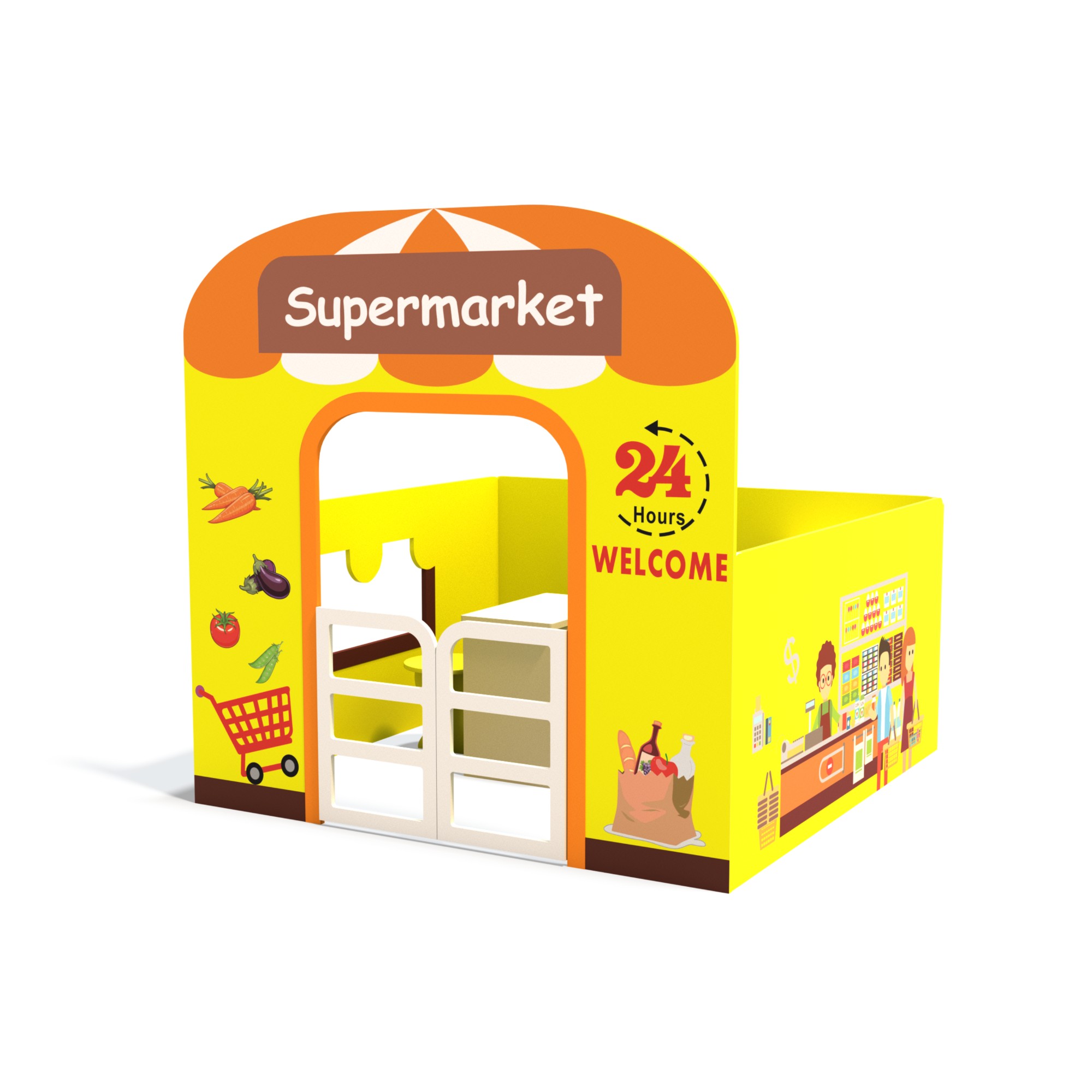 Kindergarten Indoor Playhouse Dollhouse Role Play Corner Cabinet Fireproof Board Safe Preschool Toy Room Furniture for Children