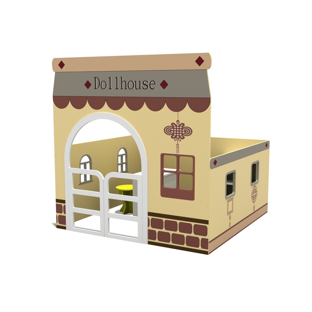 Kids Indoor Wooden Dollhouse Playhouse with Storage Cabinet-Eco-Friendly MDF Preschool Toy Furniture for Classroom