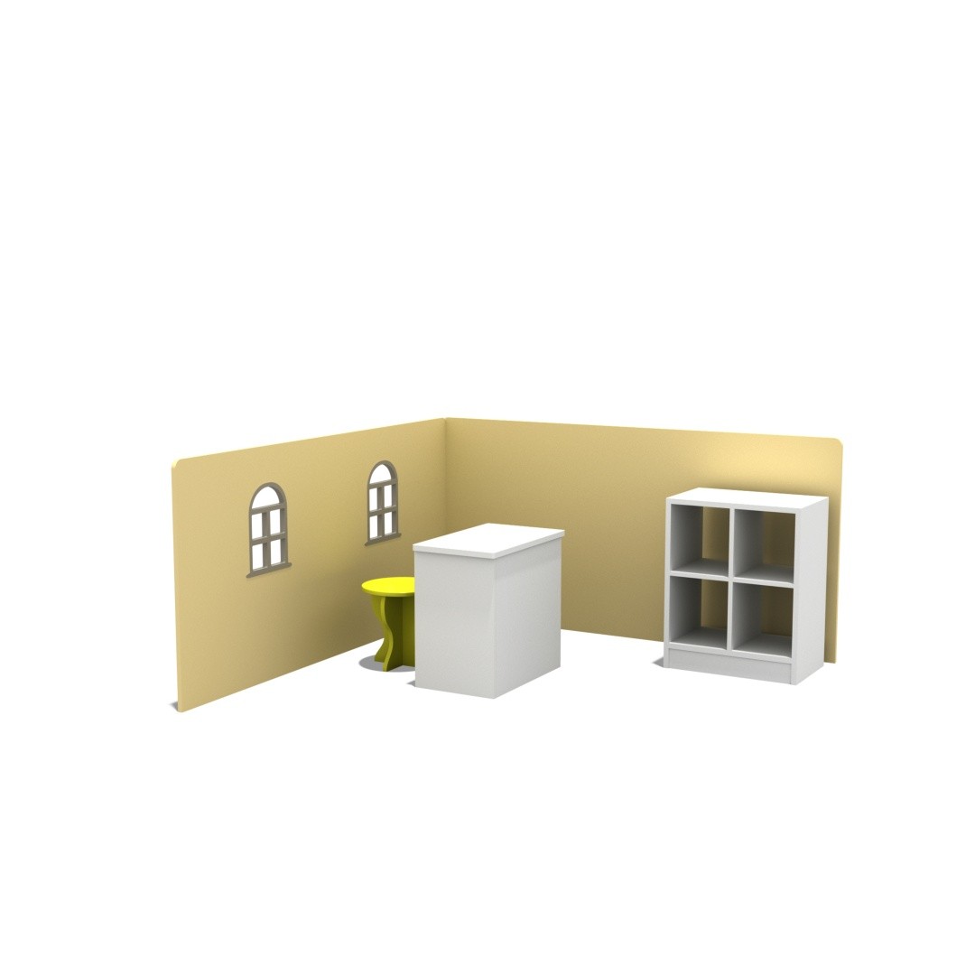 Kids Indoor Wooden Dollhouse Playhouse with Storage Cabinet-Eco-Friendly MDF Preschool Toy Furniture for Classroom