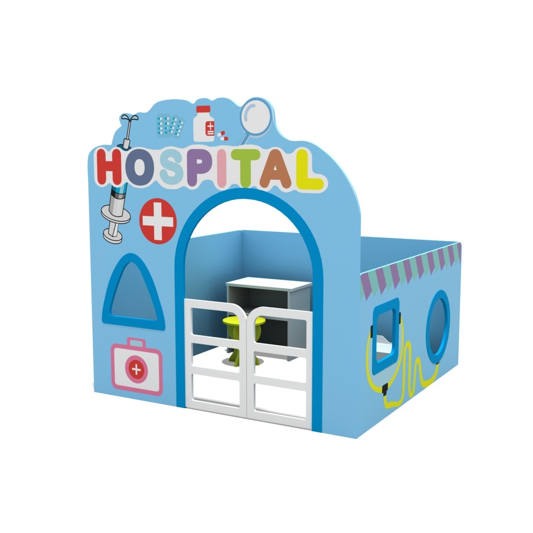 Large MDF Dollhouse Playhouse Indoor Role Play-Eco-Friendly Storage Furniture with Classroom Organization for Kindergarten
