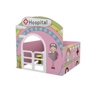 Kids Indoor Wooden Playhouse & Dollhouse Corner Cabinet Eco-Friendly MDF Preschool Role Play Storage Shelving Unit for Classroom