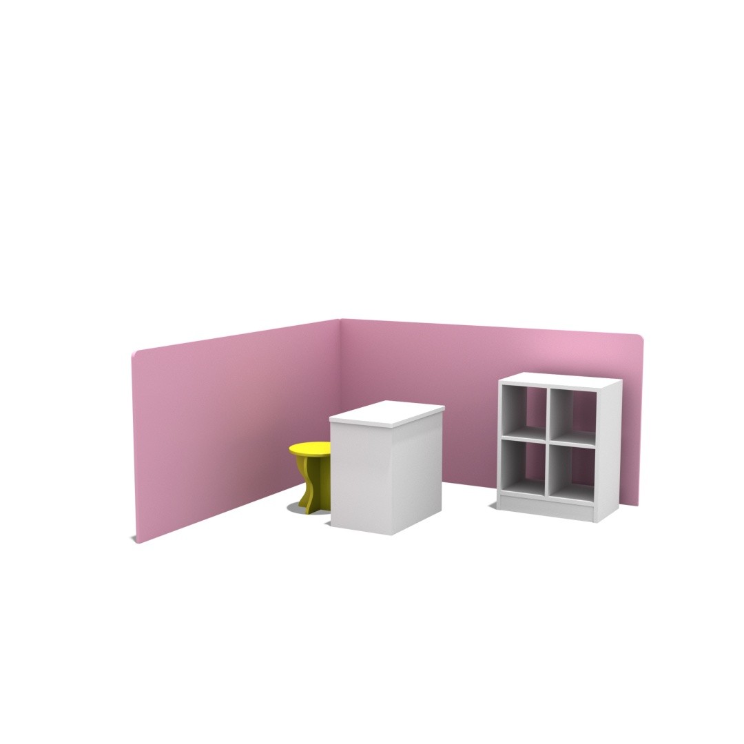 Kids Indoor Wooden Playhouse & Dollhouse Corner Cabinet Eco-Friendly MDF Preschool Role Play Storage Shelving Unit for Classroom