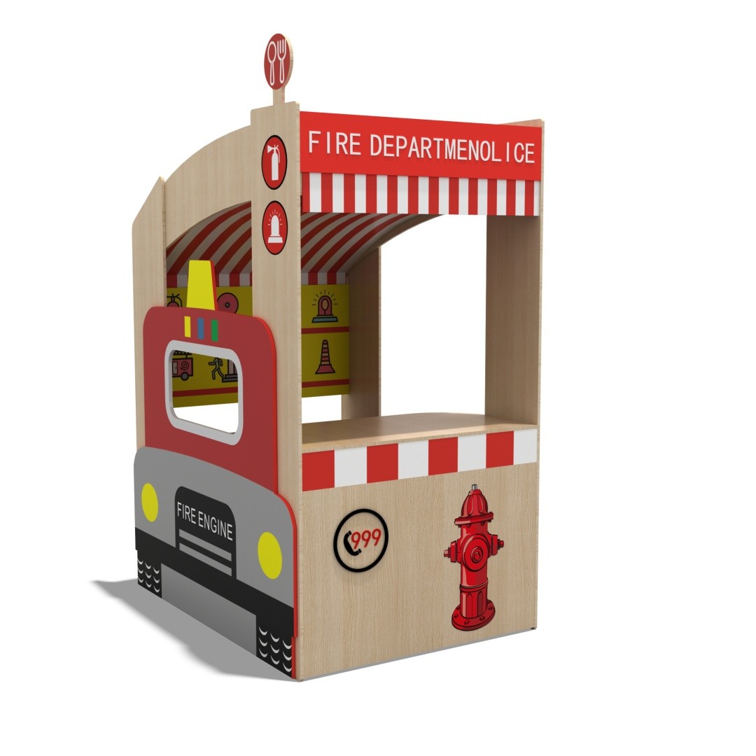 Kids Wooden Playhouse Storage Cabinet Indoor Pretend Play Furniture Eco Friendly MDF Toy Organizer Preschool Kindergarten