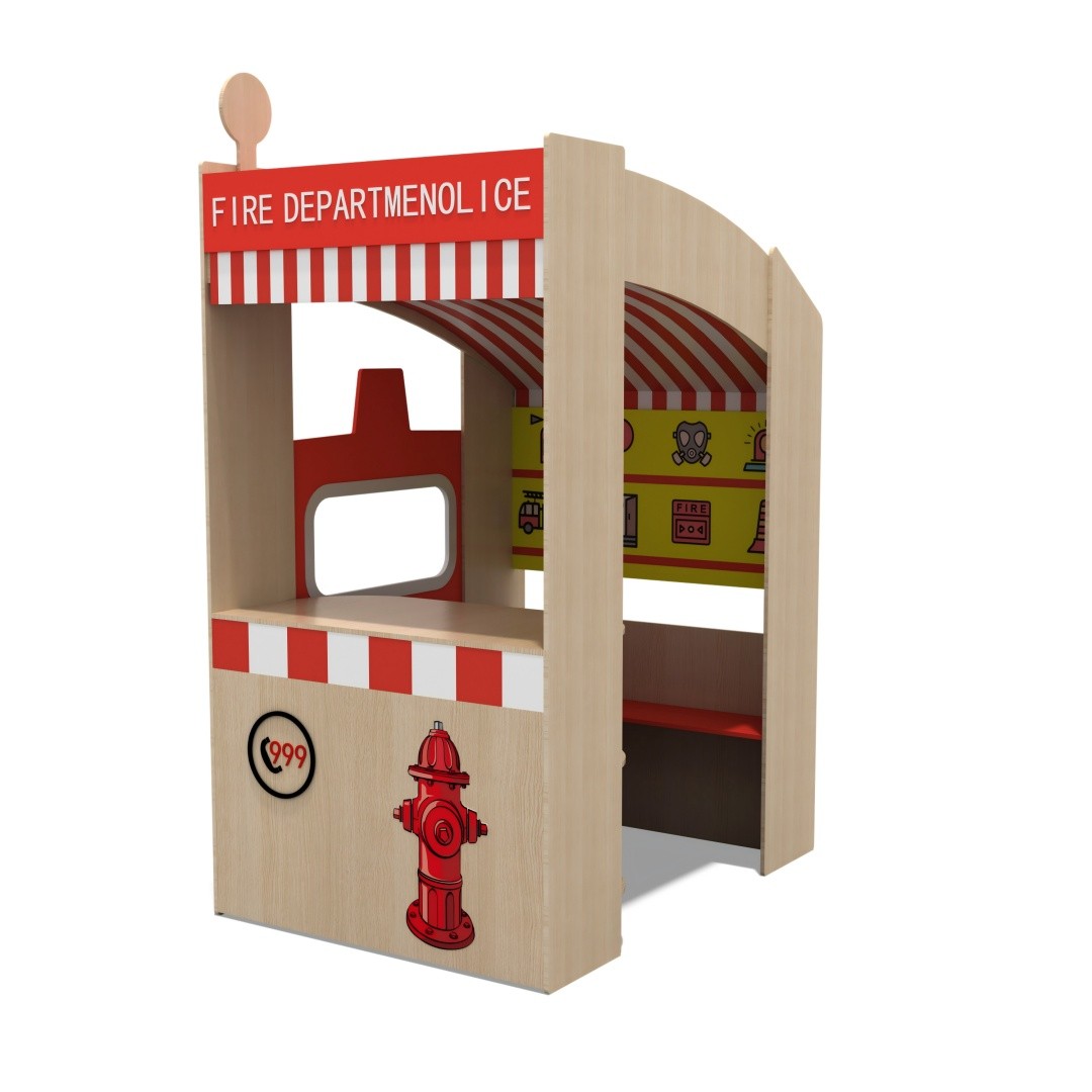 Kids Wooden Playhouse Storage Cabinet Indoor Pretend Play Furniture Eco Friendly MDF Toy Organizer Preschool Kindergarten
