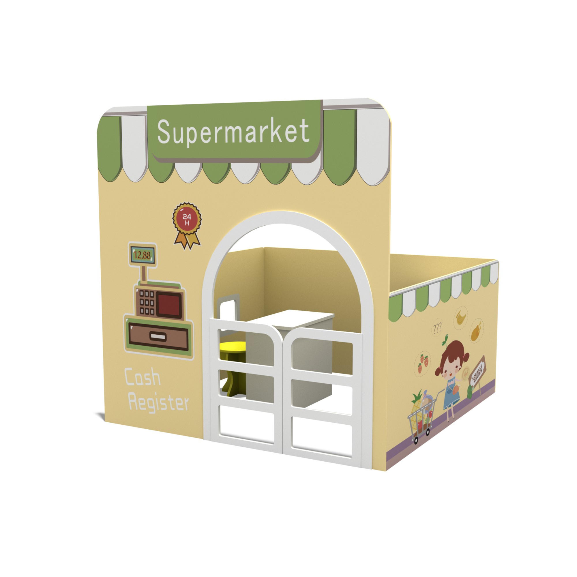 Kindergarten & Home Use Indoor Playhouse Dollhouse Role Play Corner Cabinet Eco-friendly MDF Safe Preschool Toy Furniture