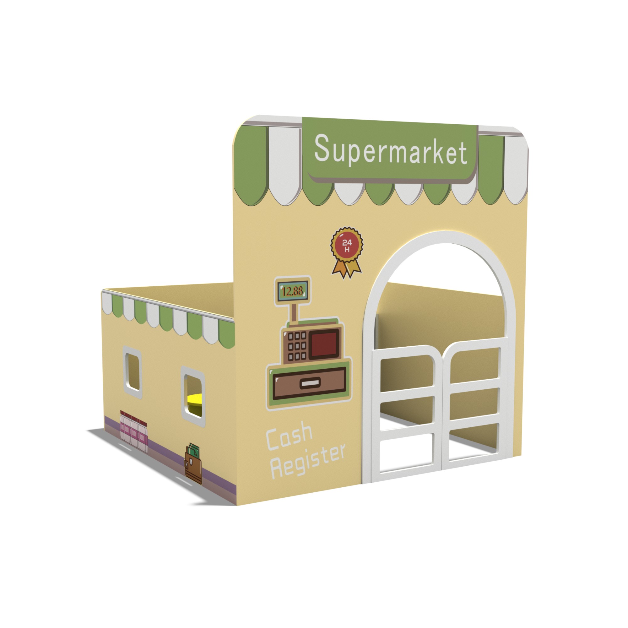 Kindergarten & Home Use Indoor Playhouse Dollhouse Role Play Corner Cabinet Eco-friendly MDF Safe Preschool Toy Furniture