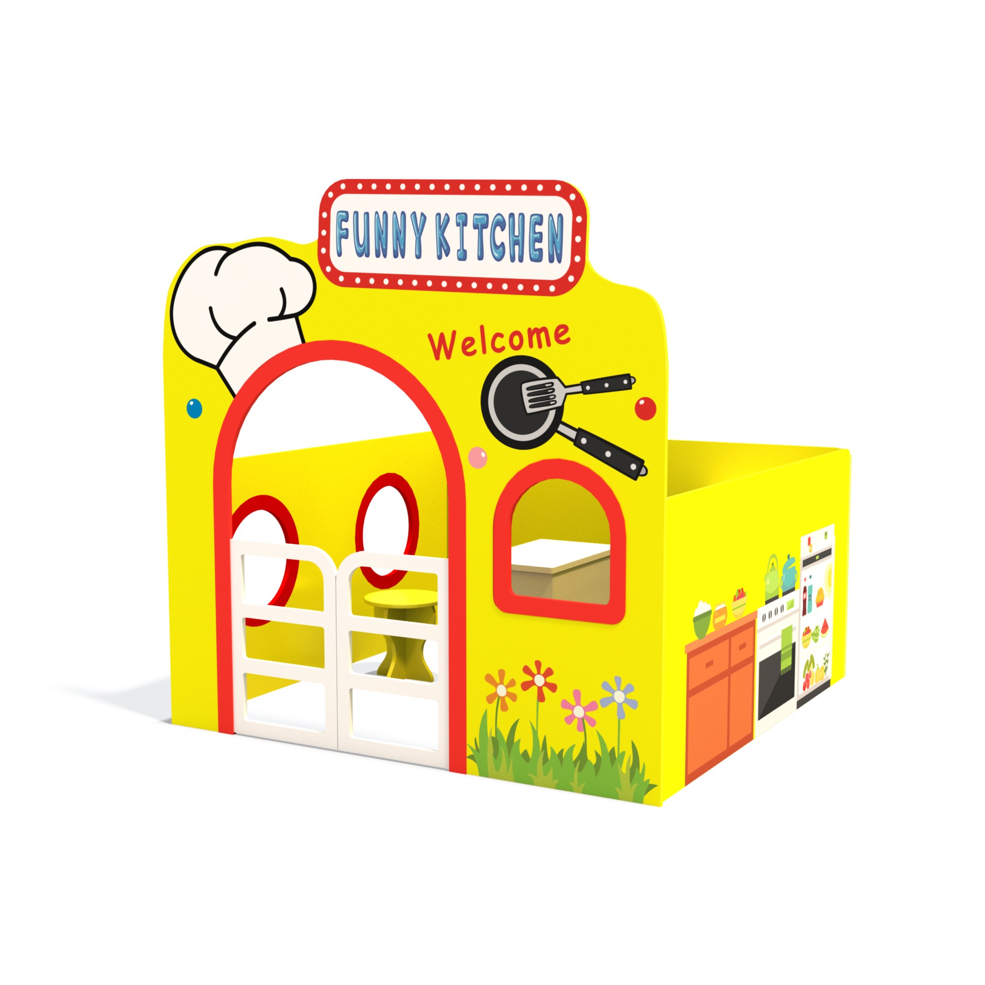 Kindergarten Indoor Playhouse Dollhouse Role Play Corner Cabinet Fireproof Board Safe Storage Furniture for Preschool Toy
