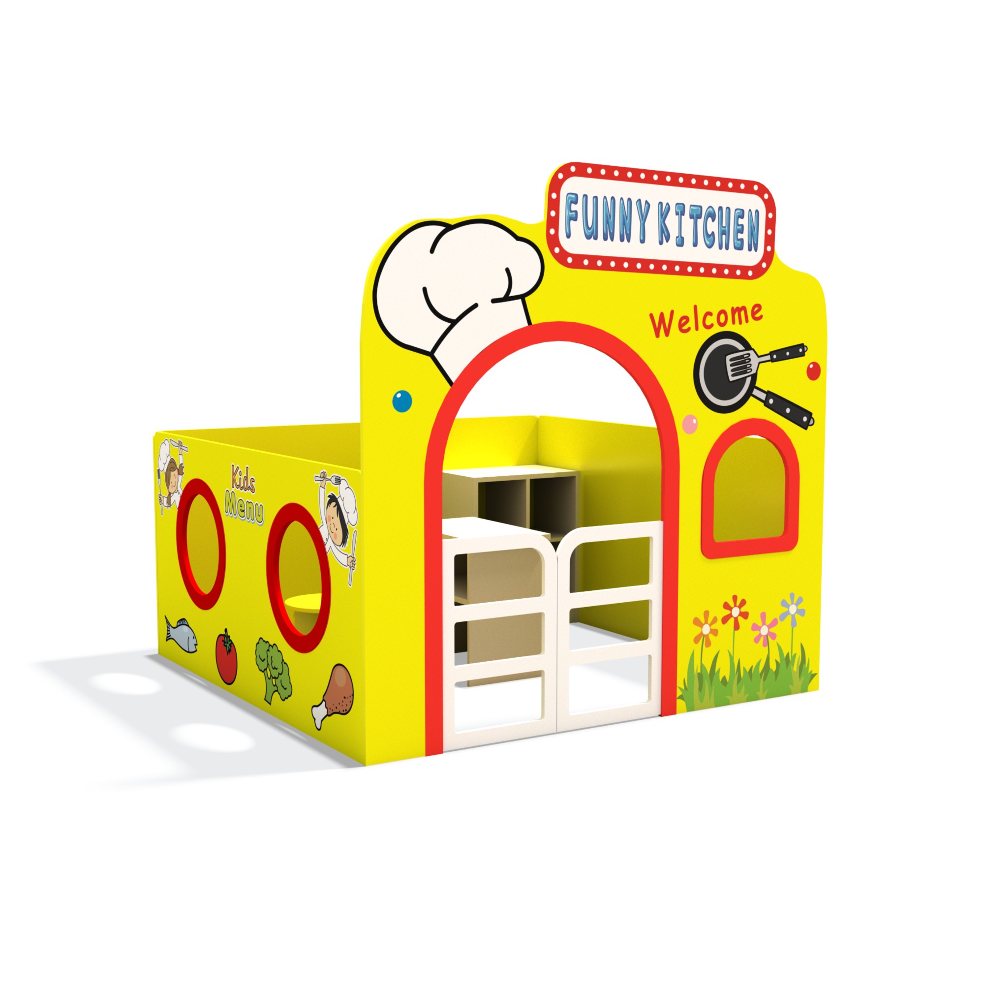 Kindergarten Indoor Playhouse Dollhouse Role Play Corner Cabinet Fireproof Board Safe Storage Furniture for Preschool Toy