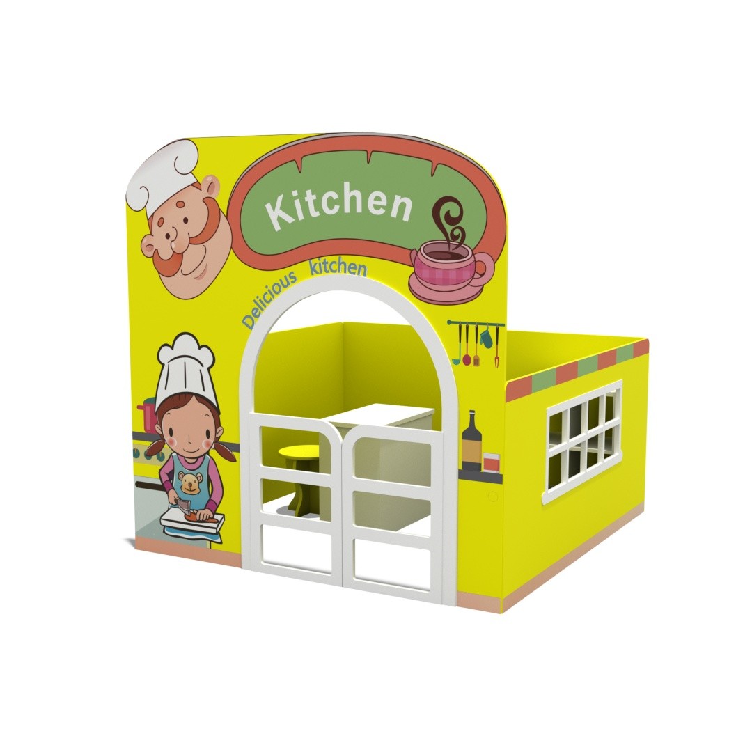Kindergarten Indoor Wooden Playhouse Dollhouse Role Play Corner Cabinet Fireproof Board Safe Storage Furniture for Preschool