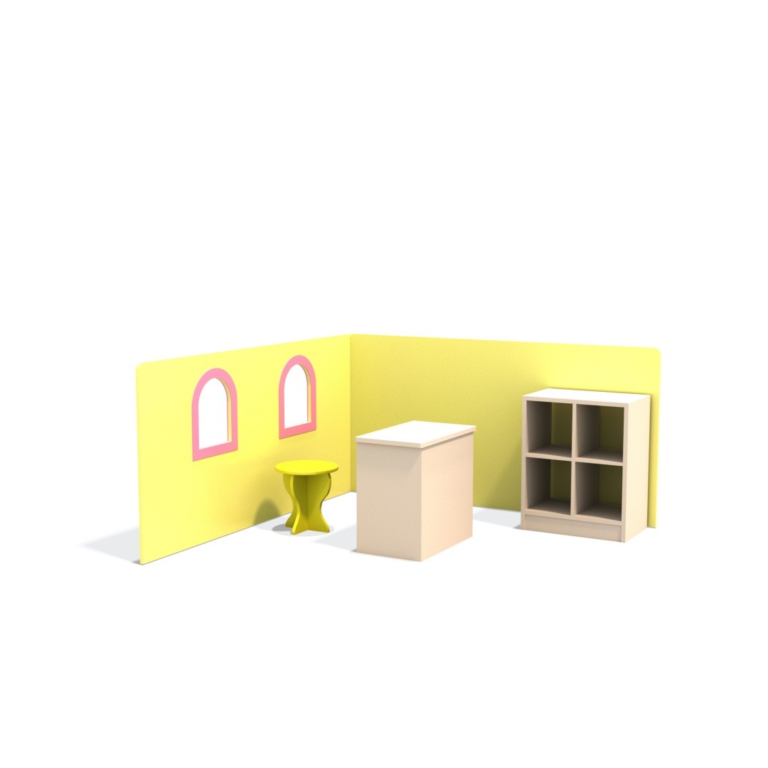 Kids Indoor Wooden Playhouse & Dollhouse Corner Cabinet-Eco-Friendly MDF Preschool Toy Furniture for Role Play Area