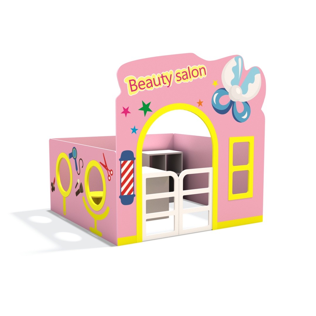 Kids Indoor Wooden Playhouse & Dollhouse Corner Cabinet Eco-Friendly MDF Preschool Role Play Storage Shelving Unit for Classroom