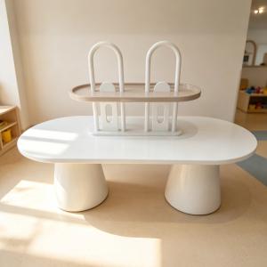 Modern Eco-Friendly Durable Round Kids Play Table Chair Set Storage Display Wood Activity Furniture for Living Room & Hotel