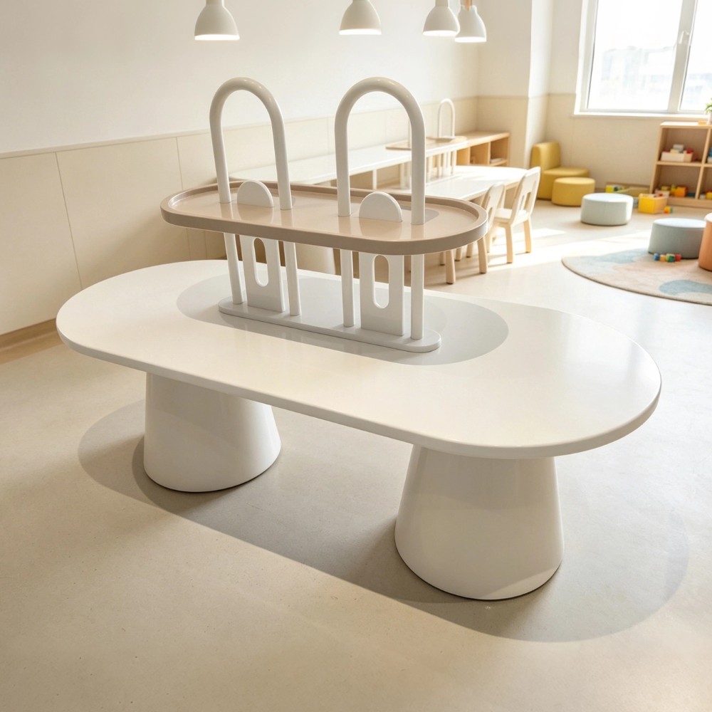 Modern Eco-Friendly Durable Round Kids Play Table Chair Set Storage Display Wood Activity Furniture for Living Room & Hotel