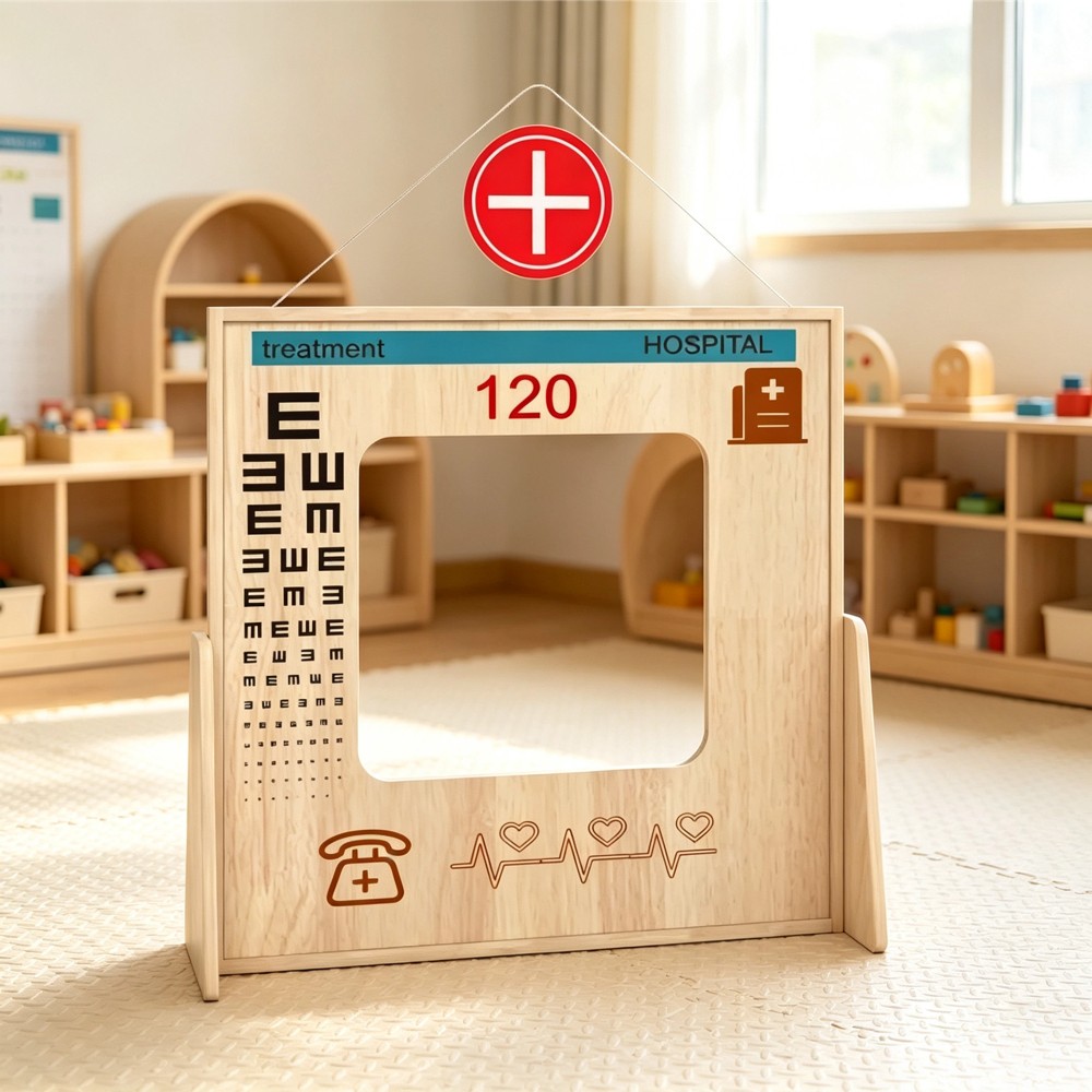 Kids Indoor Wooden Playhouse Mini City Pretend Town Role Play Furniture Set Custom Design Daycare Preschool Playground