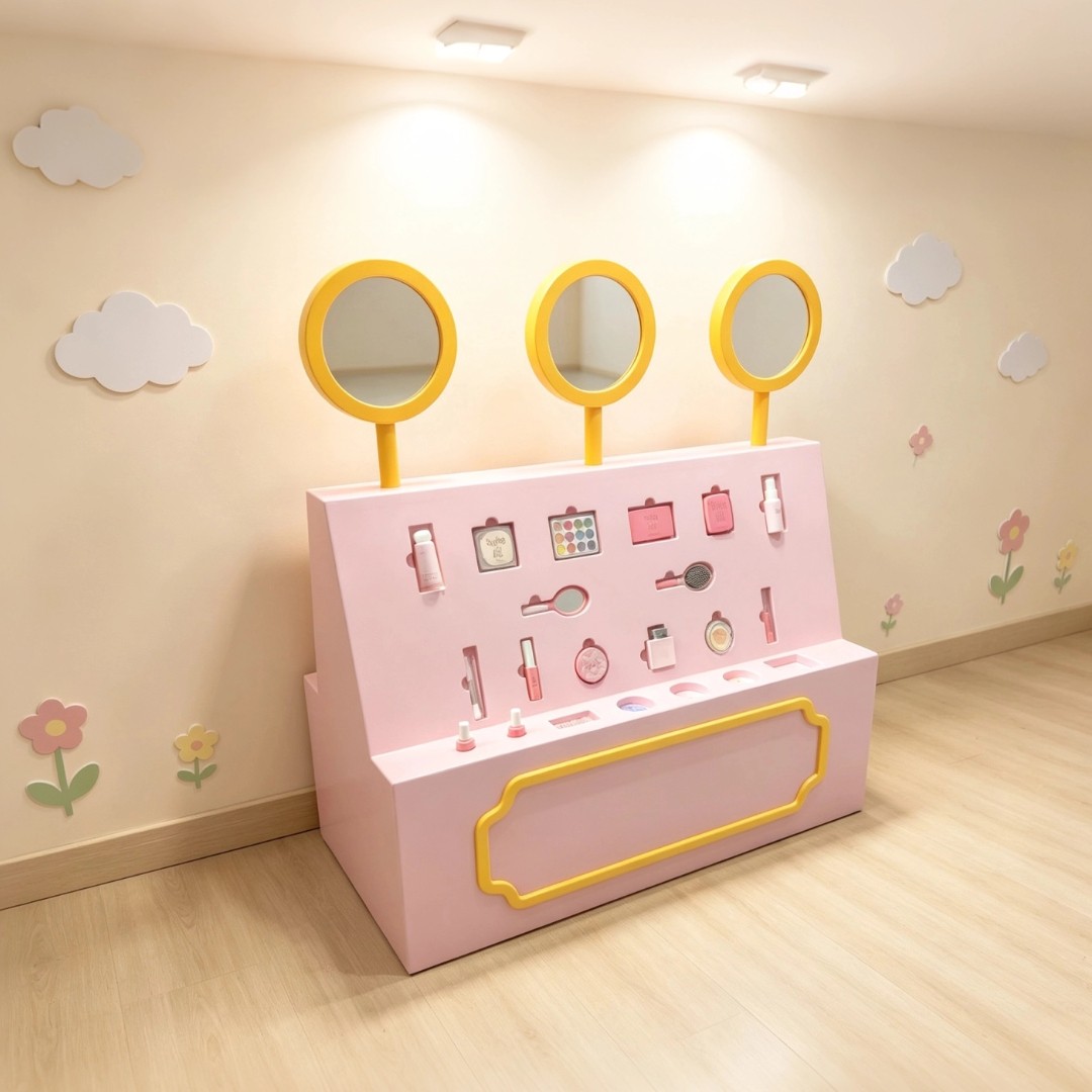 Family Restaurant Indoor Wooden Makeup Table Princess Dressing Toy for Girls Artificial Kids' Playground
