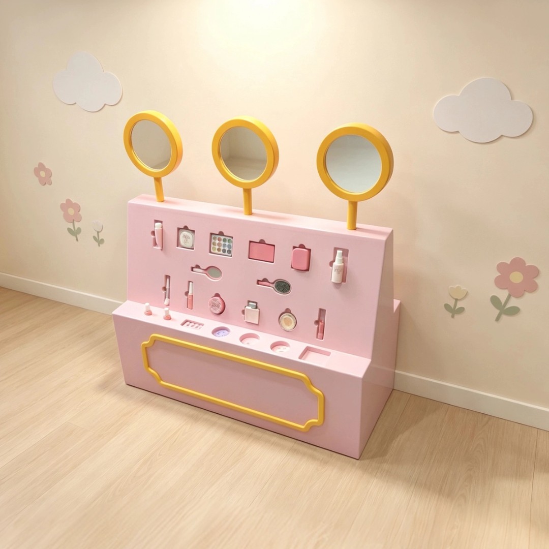 Family Restaurant Indoor Wooden Makeup Table Princess Dressing Toy for Girls Artificial Kids' Playground