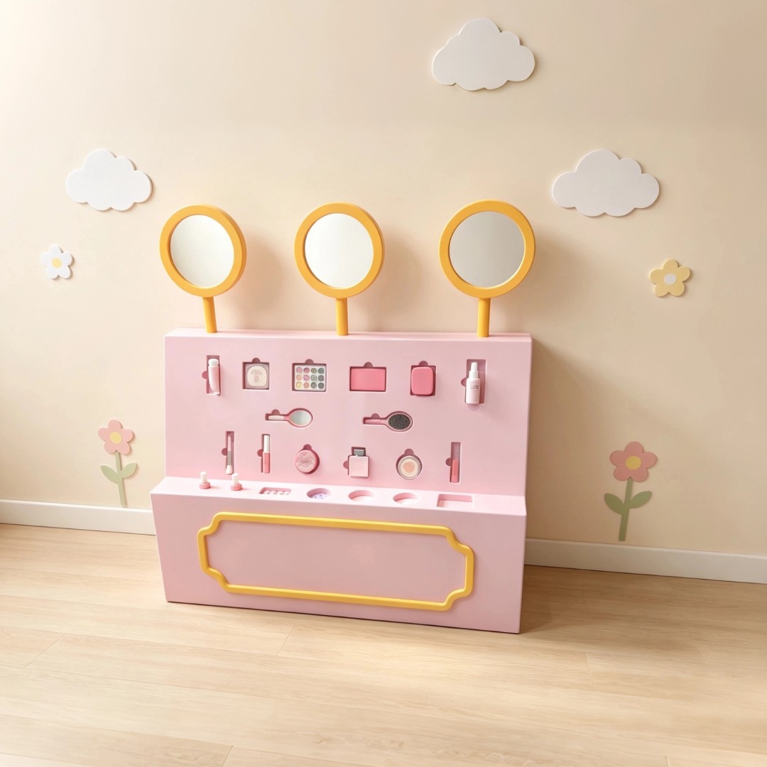 Family Restaurant Indoor Wooden Makeup Table Princess Dressing Toy for Girls Artificial Kids' Playground