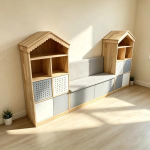 Montessori Preschool Classroom Furniture Set for Kindergarten Daycare Wooden Storage Cabinets Learning Shelves Activity Tables