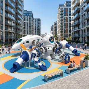 Wholesale Harmony Space Station Series Outdoor Kids Slide Climb Soft Playhouse Set Kindergarten Toddler Playground Equipment