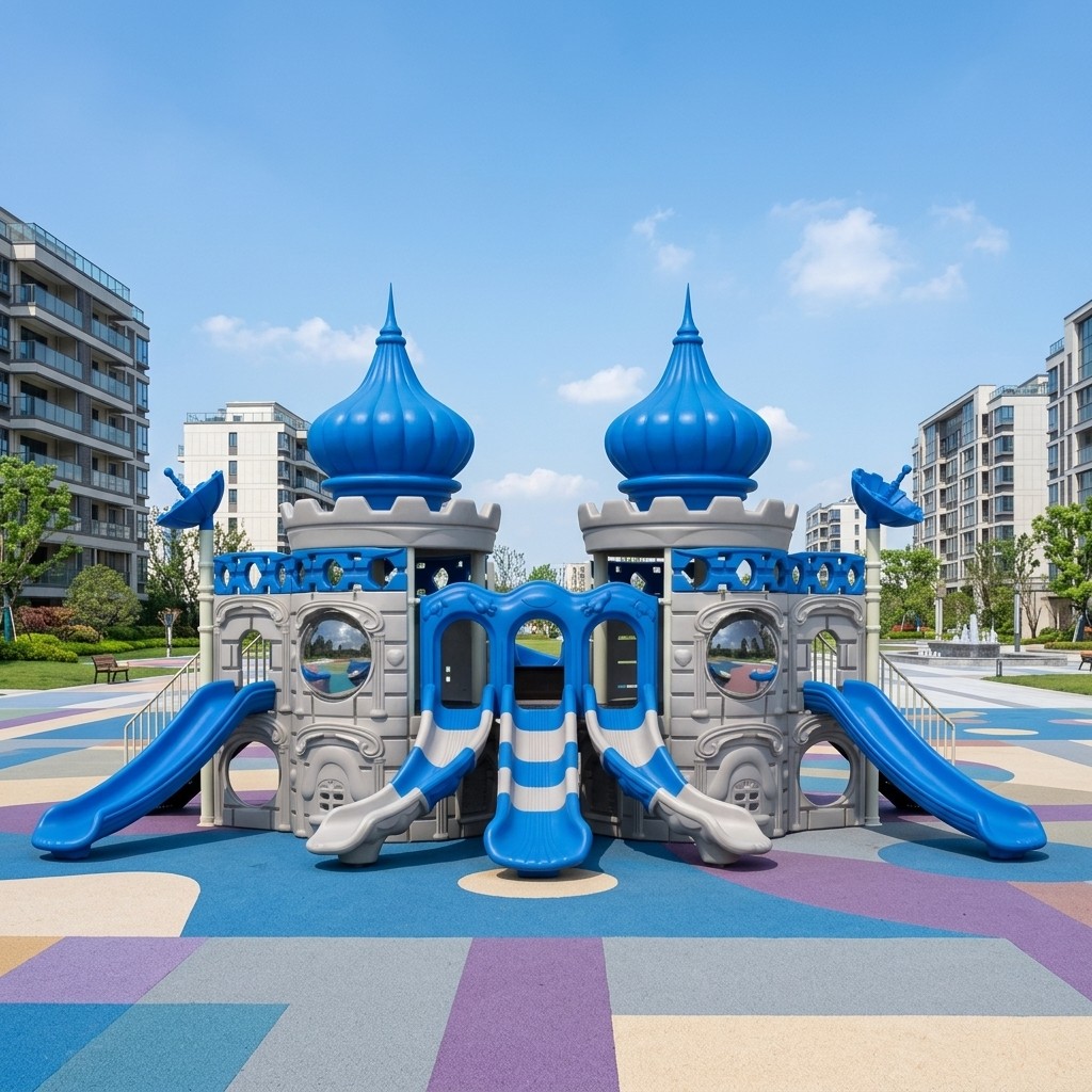 Children's Outdoor Playground Plastic & Steel Slide for Kindergarten Use High Capacity (500kg) Supports >10 Users