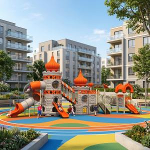 Castle Series Outdoor Playground Swing Set Tube Slide Baby Daycare Preschool Schoolyard Park Commercial Play Equipment
