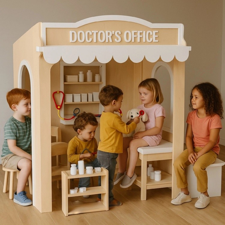 Customized Toddler Park Indoor Playground Equipment Playhouse Role Play Interactive Play Set Kids Pretend Playhouse