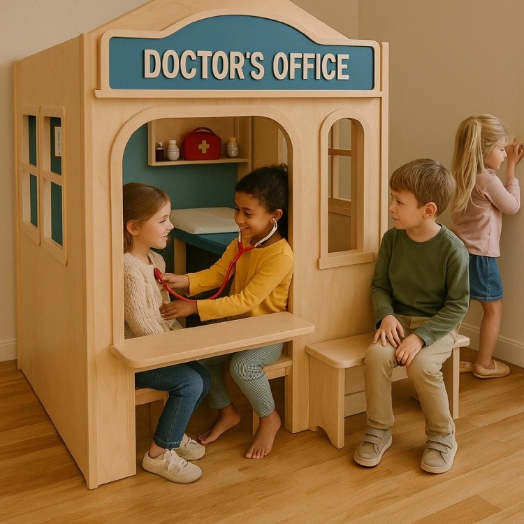 Customized Toddler Park Indoor Playground Equipment Playhouse Role Play Interactive Play Set Kids Pretend Playhouse