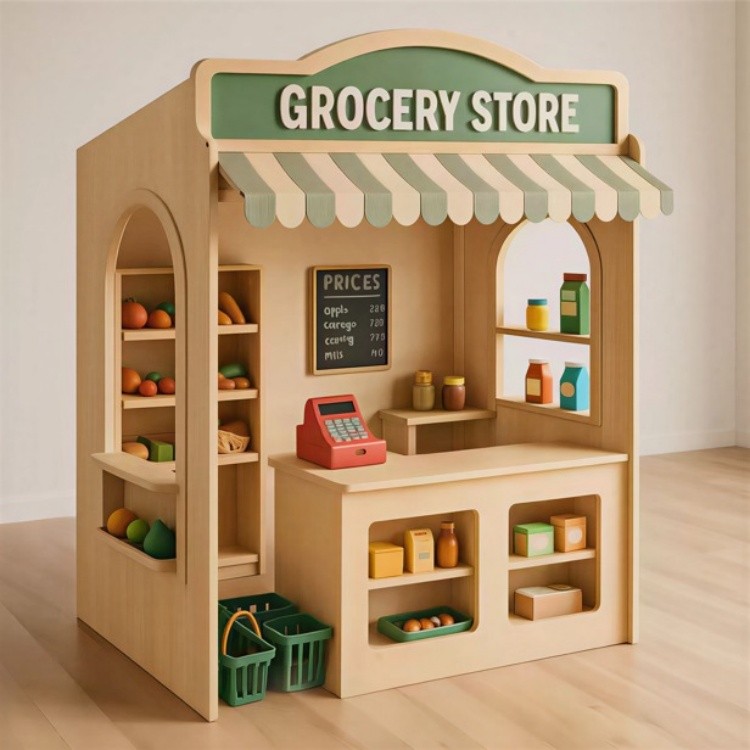 High Quality Wholesale Children Indoor Wooden Playhouse Amusement Park Naughty Fort Indoor Playground for Kids