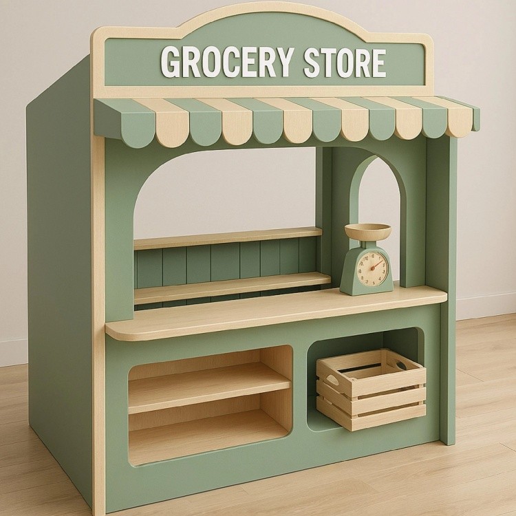Customizable Design Children's Pretend Play Town City Role Play House Wooden Furniture for Kindergarten