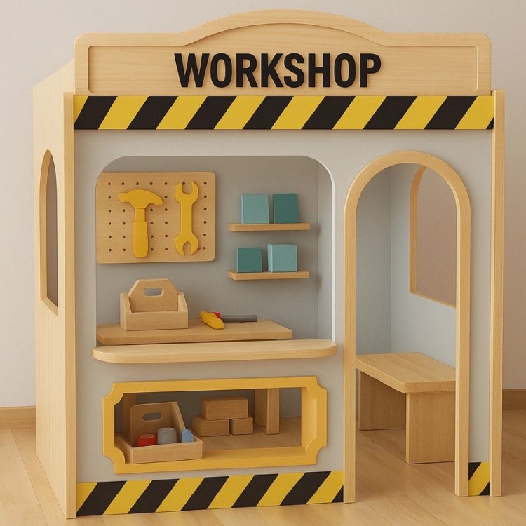 Large Toddler Indoor Playground Mini Fire Station Role Play Interactive Play Set Children's Kids House Pretend Playhouse