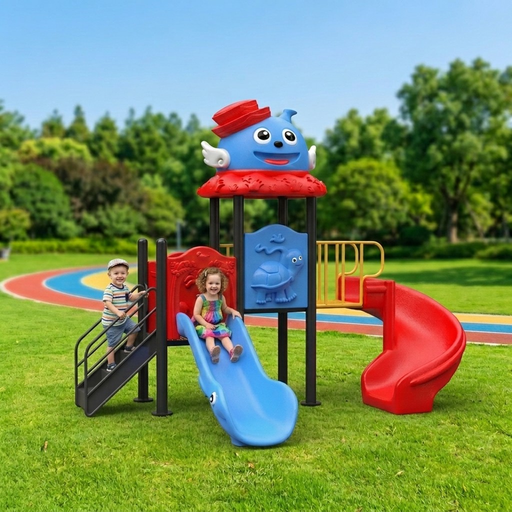 Colorful Plastic Playground Stairs Slide Set for School & Kindergarten Outdoor Use High-Capacity for Preschool Kids
