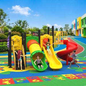 Real Estate Plastic Slide Games Children Outdoor Playground Colorful Amusement Park Equipment Stairs Fun for Preschool Kids