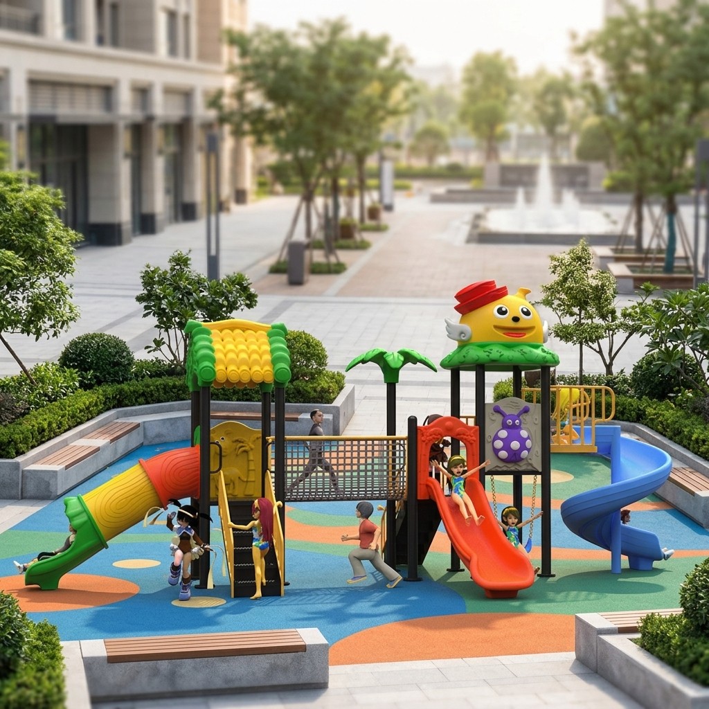 Colorful Outdoor Playground Slides Set Safe Durable Plastic Slide Equipment Kids Fun Park School Backyard Play Area