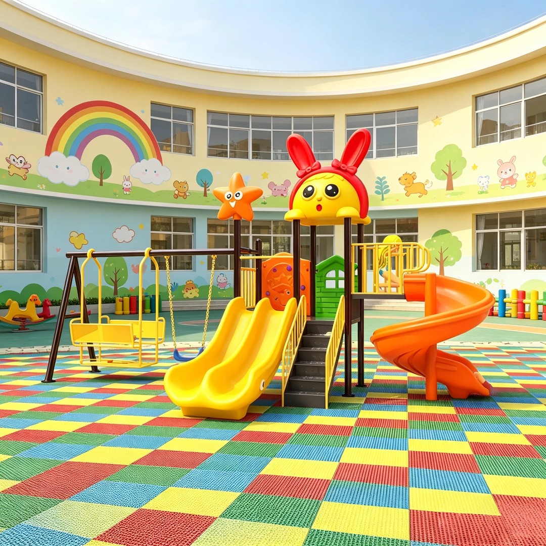 Commercial Kids Plastic Outdoor Playground Swing Slide Set for Kindergarten Gardens Backyards School Parks