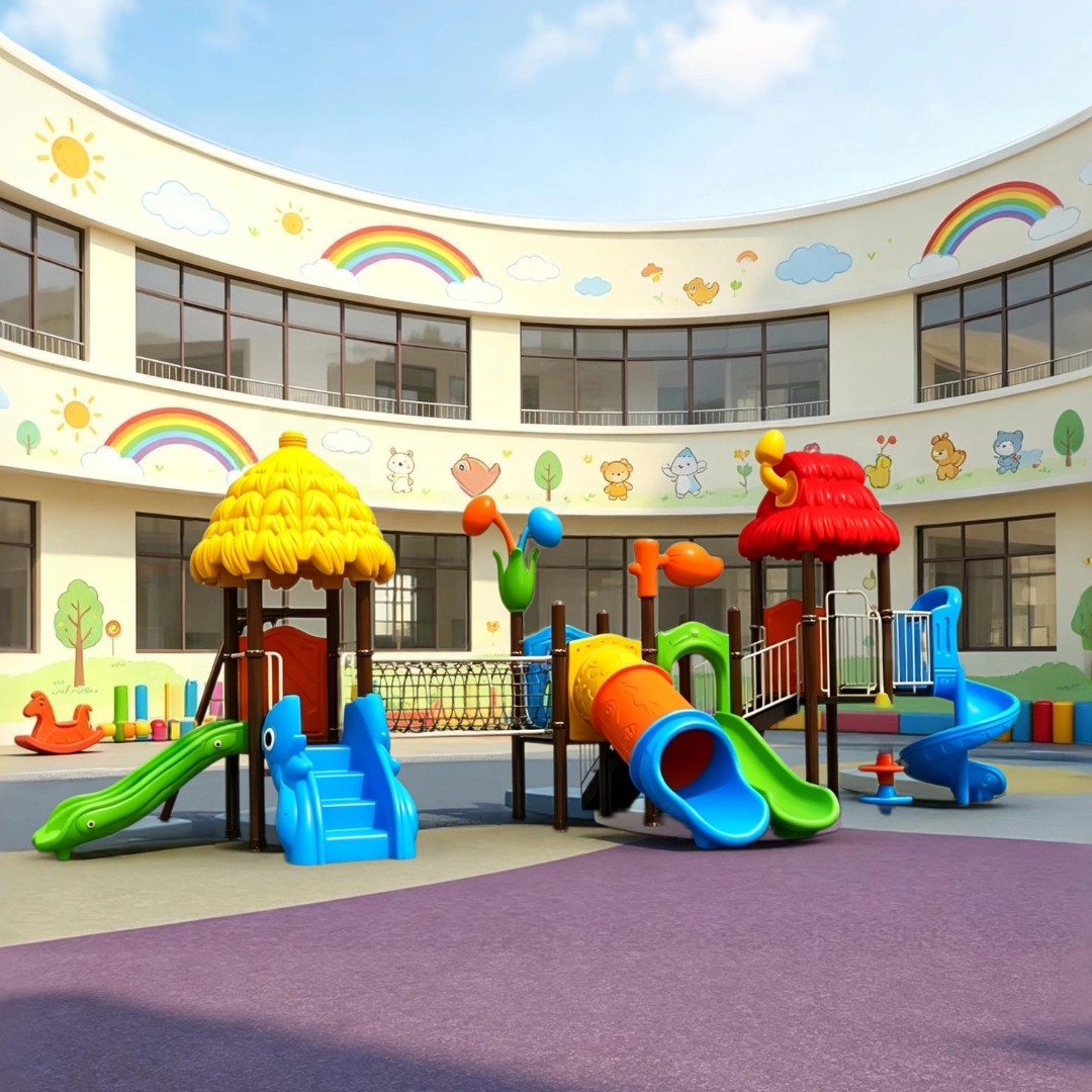 Outdoor Playground Slide Climber Combo Set Kids Play Structure Preschool Yard Park Kindergarten Daycare School Garden