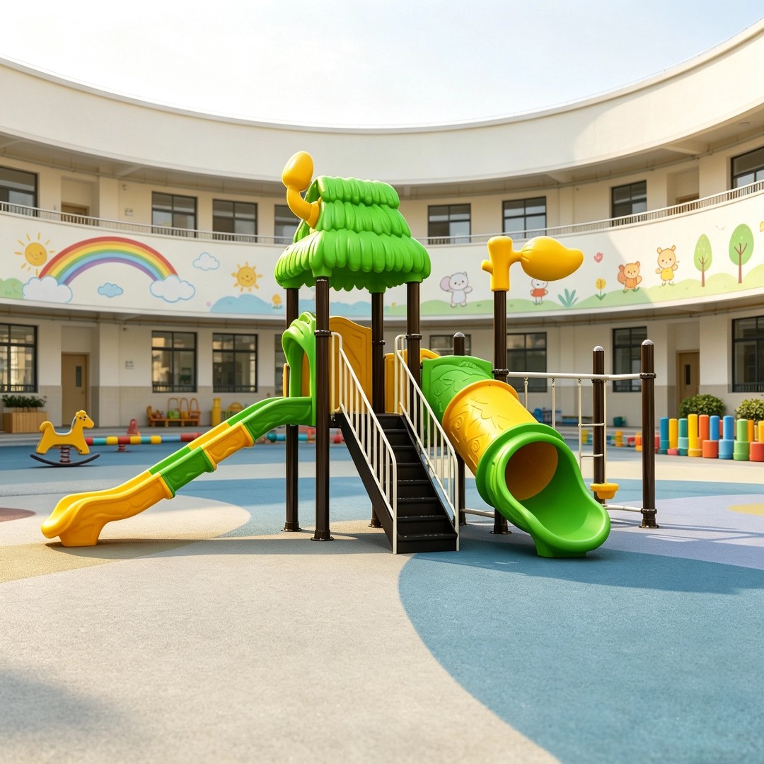 Large Plastic Outdoor Playground Slide Set with Safety Guardrails Educational Backyard Play Equipment for Toddlers