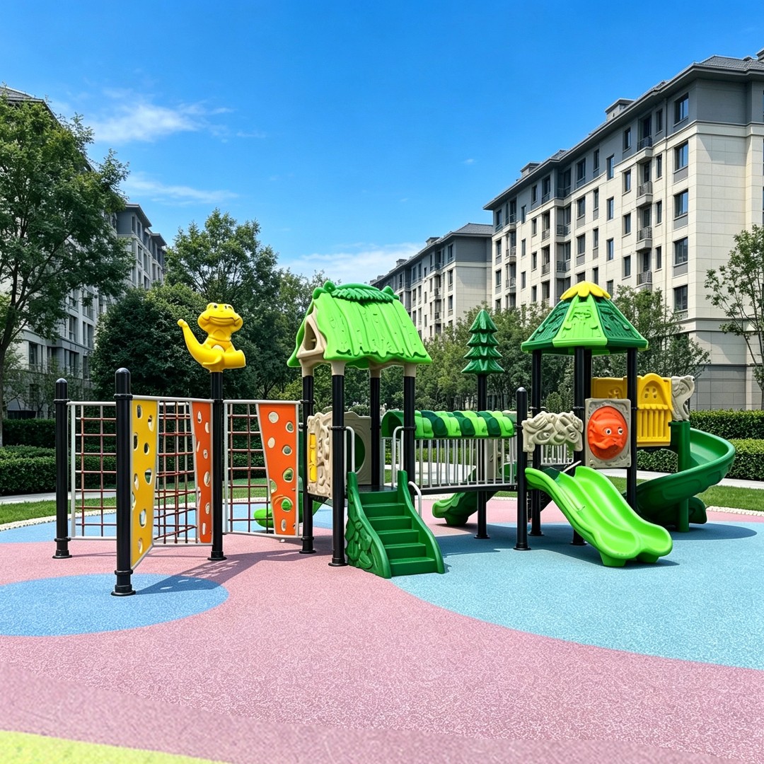 Commercial Outdoor Playground Equipment Kids Safe Plastic Play Set Slides Climbers for Preschool Park School Yard Garden