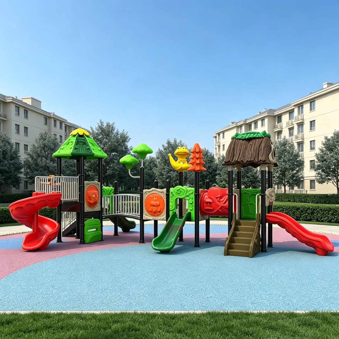 Daycare Colorful Outdoor Kids Slide Playground Set with Climbing Frame and Swing Safe Play Area for Preschool & Kindergarten